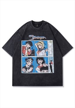 Anime t-shirt Japanese cartoon tee retro Manga top black