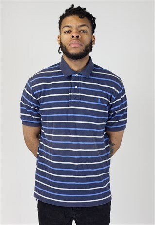 VINTAGE POLO RALPH LAUREN BLUE STRIPED POLO SHIRT
