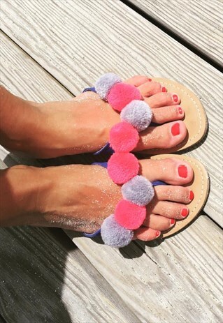 CORAL AND GREY SANDALS