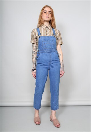 90'S VINTAGE SEVENTIES BLUE STRAIGHT LEG DUNGAREES