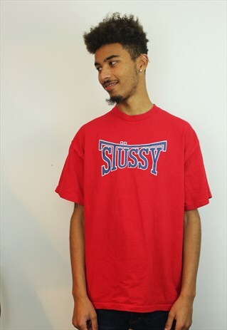 VINTAGE 90'S STUSSY CLASSIC RED T-SHIRT, EXTRA LARGE