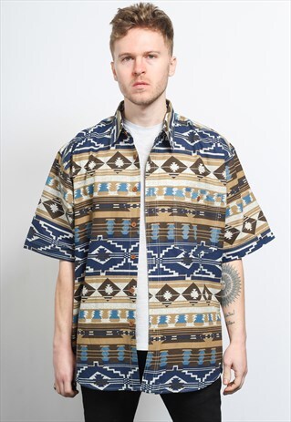 VINTAGE AZTEC PATTERNED SHIRT
