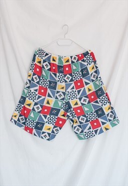 Vintage Colourful Printed Mini Shorts with Pockets S/M