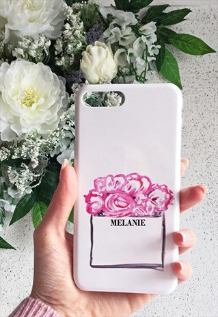 PAPER BAGS & PEONIES MONOGRAM PHONE CASE