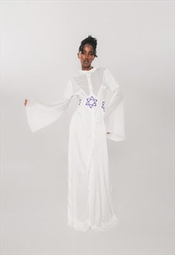 UVIA psychedelic white long silky dress