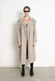 VINTAGE 90S TRENCH COAT LIGHT GREY