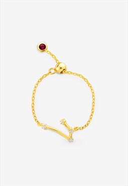 Gold Aires Zodiac Constellation Chain Ring - Adjustable