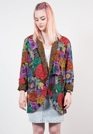 VINTAGE 90'S BRIGHT BOLD FLORAL PATTERNED JACKET
