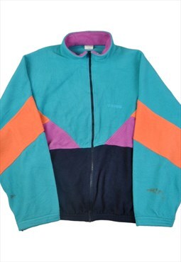 Vintage Brugi Fleece Jacket Retro Block Colour Pattern XL