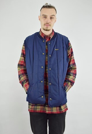 VINTAGE 90'S BLUE QUILTED BARBOUR GILET WINTER WARMER