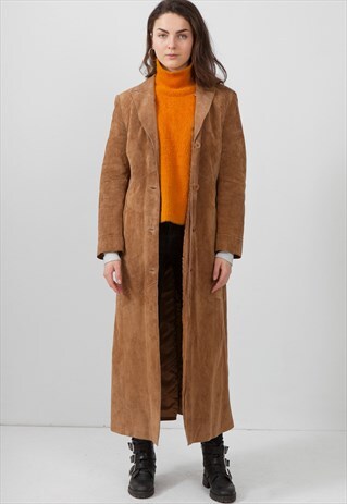 VINTAGE BROWN MIC LONG CAR COAT