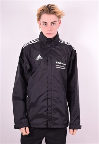 ADIDAS MENS VINTAGE RAIN JACKET MEDIUM BLACK 90'S