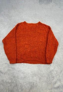 Vintage Knitted Jumper Cable Knit Patterned Chunky Sweater