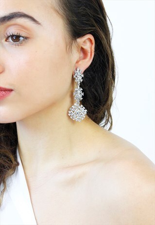 DIAMANTE DROP DANGLE EARRINGS