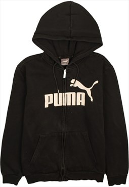 Vintage 90's Puma Hoodie Spellout Full Zip Up Black Small