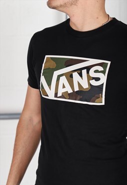 Vintage Vans T-Shirt in Black Short Sleeve Lounge Tee Small