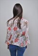 LEOPARD RUFFLED BLOUSE, FLORAL RUFFLE BLOUSE VINTAGE 90S