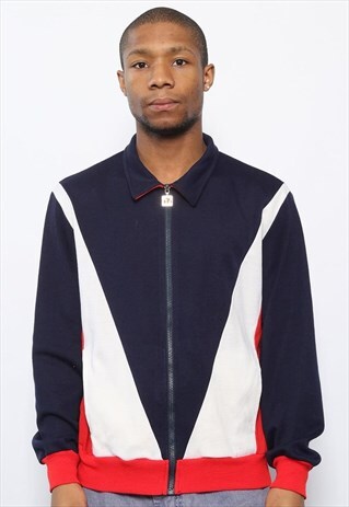 VINTAGE SERGIO TACCHINI LOGO TRACK TOP JACKET BLUE NAVY