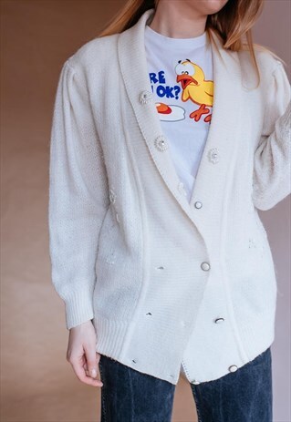 VINTAGE KNITTED EMBROIDERED CARDIGAN