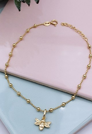 Yellow Gold vermeil Bee Anklet