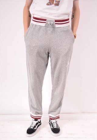 JORDAN MENS VINTAGE TRACKSUIT TROUSERS MEDIUM GREY 90S