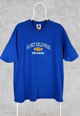 Vintage Planet Hollywood T-Shirt Orlando 1991 Blue XL