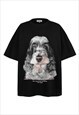 Dog t-shirt grunge poster top retro animal lover tee black