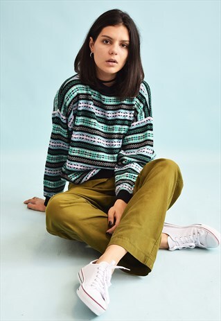 70'S RETRO KNIT FAIR ISLE PATTERN JUMPER