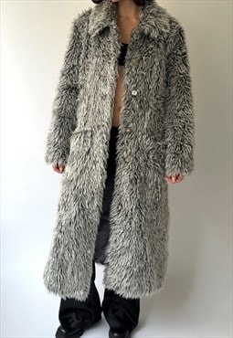 Vintage Grey Y2K Maxi Coat