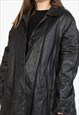 VINTAGE  LEATHER JACKET LONG CANPEL IN BLACK S