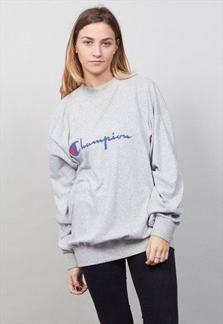 VINTAGE 80'S SUPER OVERSIZED GREY CHAMPION SWEATER