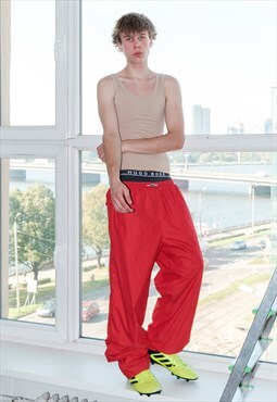 90's Vintage chill guy classic  joggers in fiery red