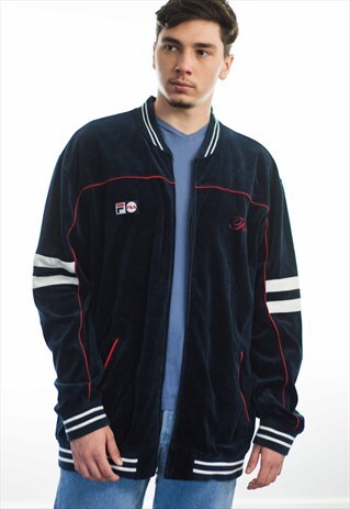 VINTAGE FILA VELOUR LOGO JACKET 90S XL 25.9