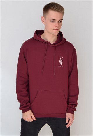 BURGUNDY PEACE OUT (WHITE) HOODIE