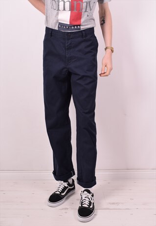 DICKIES MENS VINTAGE TROUSERS W34 L33 NAVY BLUE 90S