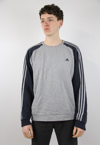 VINTAGE ADIDAS GREY PATTERNED 90'S SWEATSHIRT