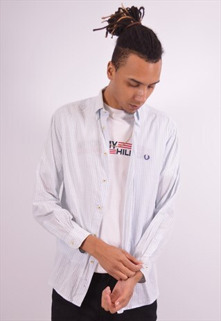 VINTAGE FRED PERRY SHIRT STRIPES BLUE