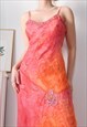VINTAGE GLAM FAIRY PINK FLORAL ASYMETRICAL MAXI DRESS