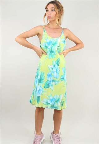 VINTAGE 90S FLORAL PATTERNED SUMMER SLIP DRESS