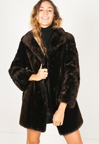 VINTAGE 80S FAUX FUR COAT / R0108