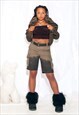 REWORKED VINTAGE 90S CARGO BERMUDA SHORTS IN DIP DYED KHAKI