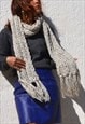 Handmade ivory/black/brown wool blend chunky knitted scarf