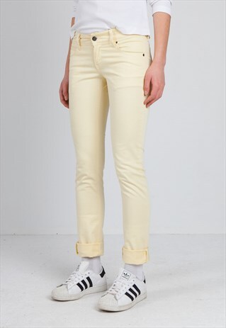 VINTAGE LIGHT YELLOW LEVI'S 473 FIT SKINNY FIT DENIM JEANS