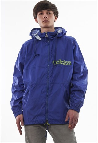 VINTAGE ADIDAS ORIGINALS SHELL WATERPROOF 90S BLUE BIG LOGO