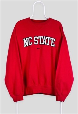 Vintage Nike Red Centre Swoosh Sweatshirt North Carolina XL