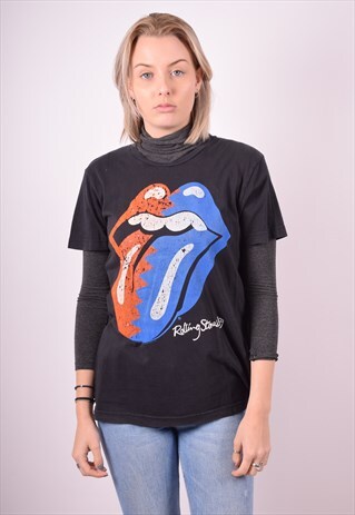 WOMENS VINTAGE T-SHIRT TOP MEDIUM BLACK 90S