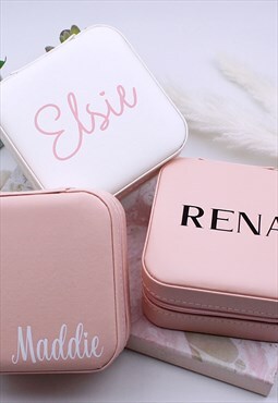 Square Personalised Name Travel Jewellery Box