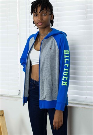 VINTAGE TOMMY HILFIGER HOODIE SWEATSHIRT LOGO 90S L 17.1