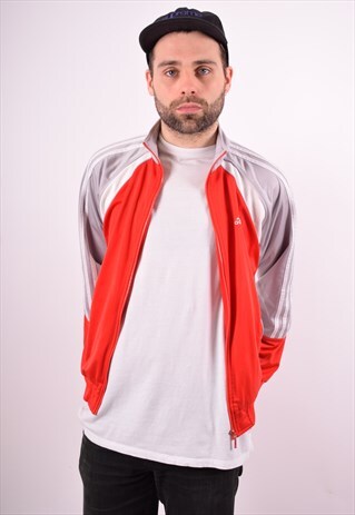 ADIDAS MENS VINTAGE TRACKSUIT TOP JACKET SMALL RED 90'S