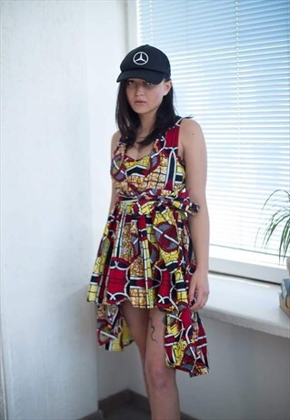 VINTAGE 90'S MULTI COLOUR PATTERNED MINI DRESS